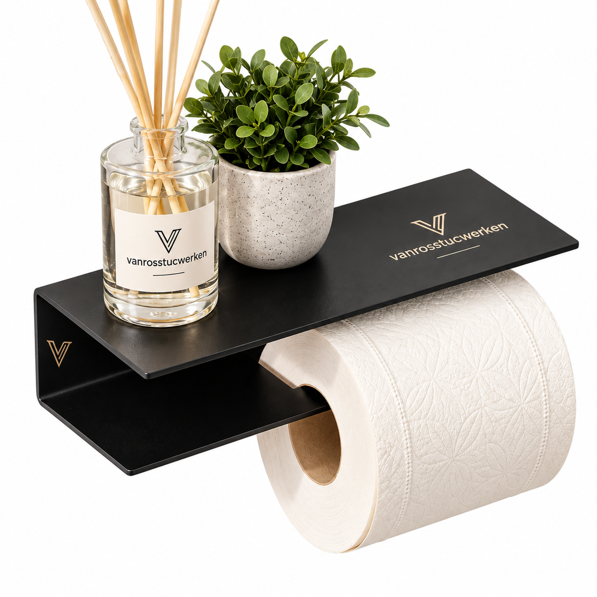vanrosstucwerken Wall-Mounted Toilet Paper Holder with Shelf