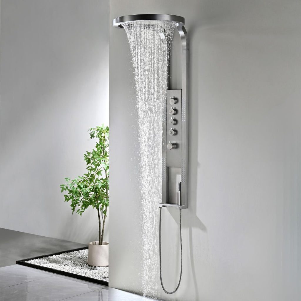 vanrosstucwerken Stainless Steel Shower Panel with Rainfall Shower Head
