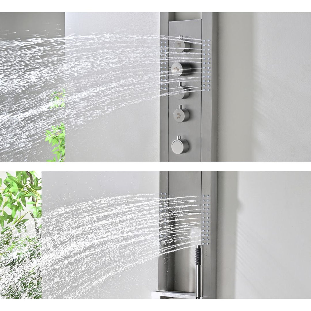 vanrosstucwerken Stainless Steel Shower Panel with Rainfall Shower Head