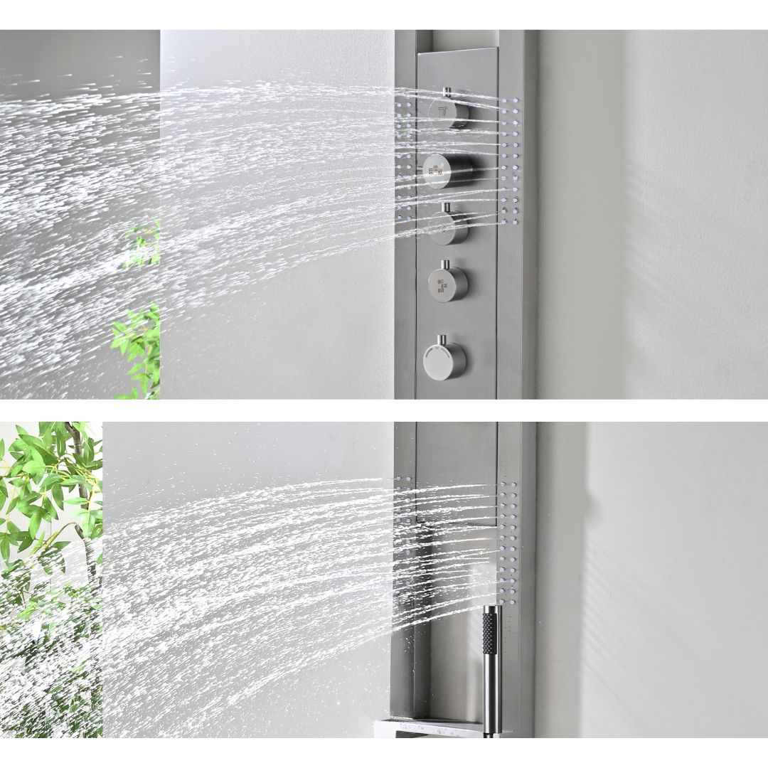 vanrosstucwerken Stainless Steel Shower Panel with Rainfall Shower Head