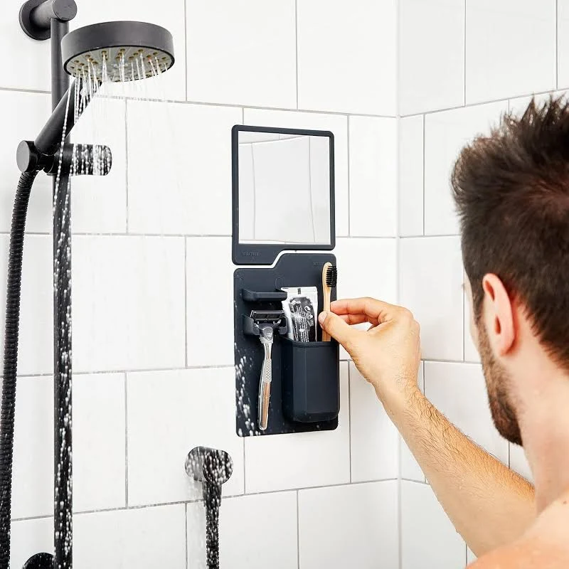 vanrosstucwerken Wall-Mounted Bathroom Mirror and Storage Organizer